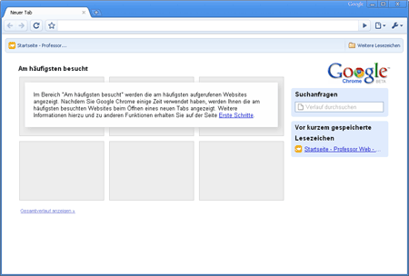 Google Chrome Oberfläche